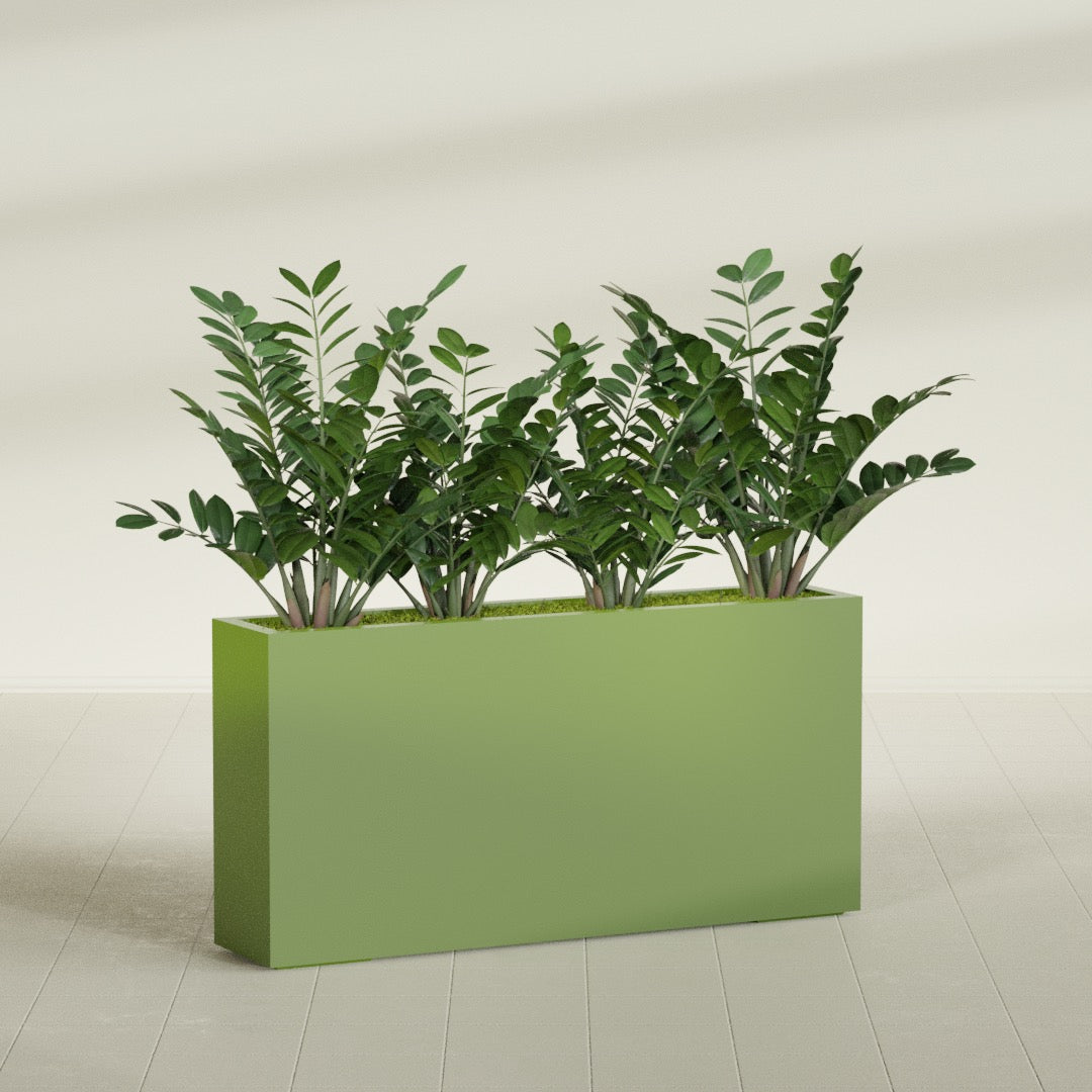 Milano Extra Large Narrow Rectangle Fiberglass Planter - 48 in x 10 in x 24 in - Satin Green - Satin Green,48 in x 10 in x 24 in
