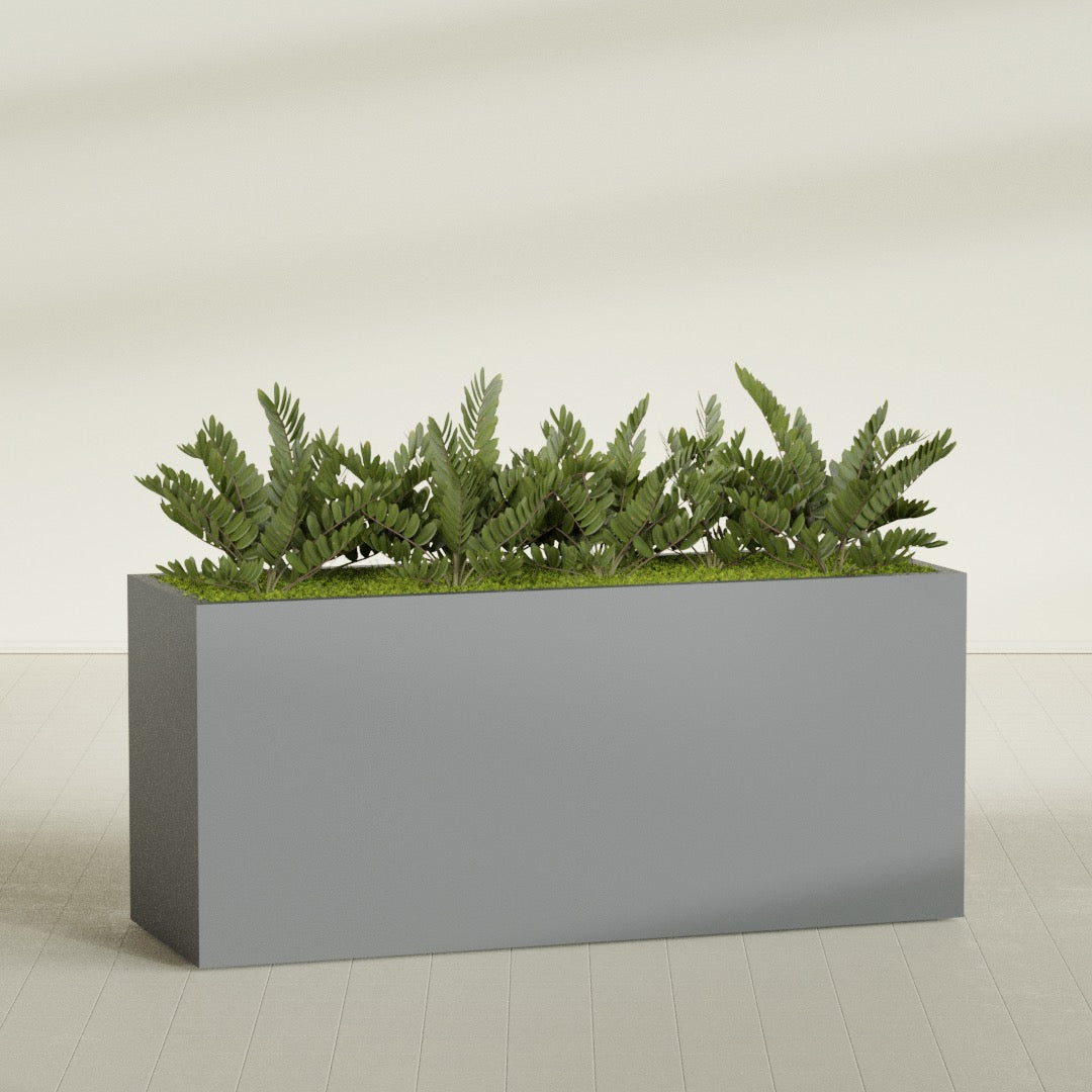 Brisbane Extra Large Long Rectangle Fiberglass Planter - 72 in x 24 in x 32 in - Metallic Gunmetal - Metallic Gunmetal,72 in x 24 in x 32 in