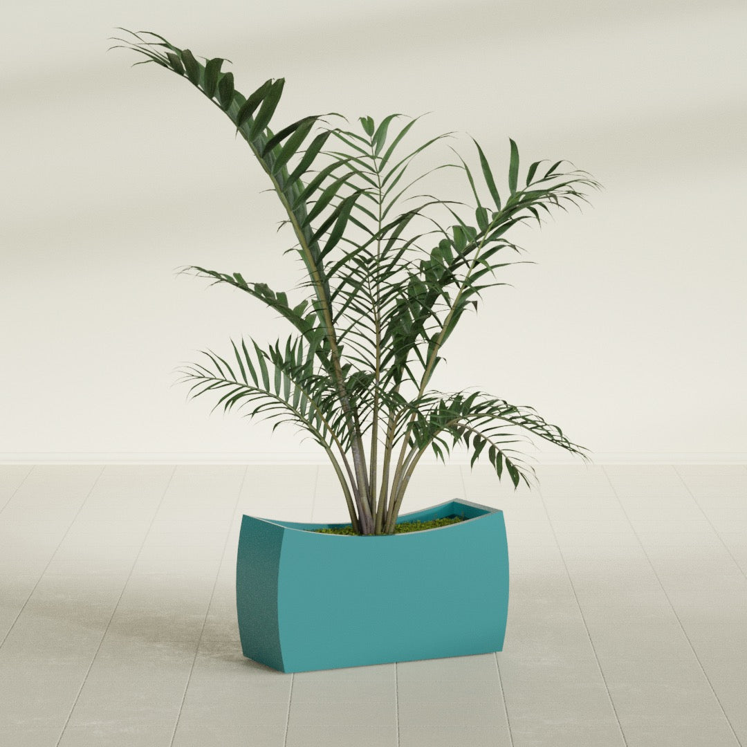 Seoul Large Curved Abstract Fiberglass Planter - 32 in x 12 in x 18 in - Satin Sea Foam - Satin Sea Foam,32 in x 12 in x 18 in