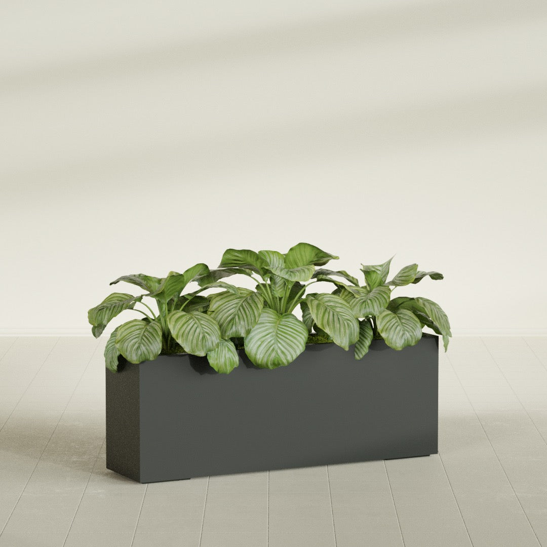 Miami Extra Large Narrow Rectangle Fiberglass Planter - 48 in x 12 in x 18 in - Matte Charcoal - Matte Charcoal,48 in x 12 in x 18 in