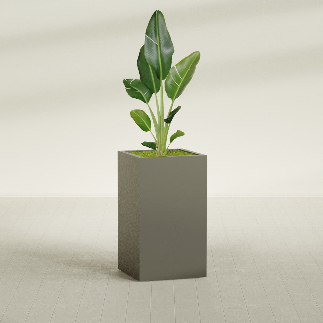 Darwin Large Tall Rectangle Fiberglass Planter - 24 in x 24 in x 42 in - Matte Bronze - Matte Bronze,24 in x 24 in x 42 in