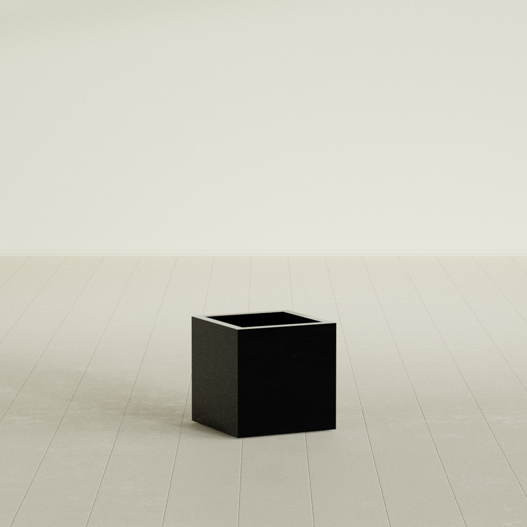 Montroy Small Cube Square Fiberglass Planter - 16 in x 16 in x 16 in - Gloss Black - Gloss Black,16 in x 16 in x 16 in