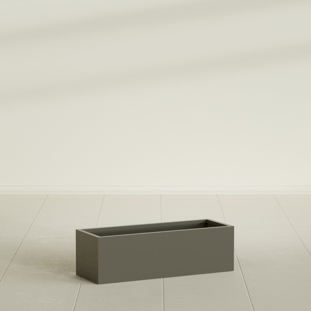 Reade Small Tabletop Rectangle Fiberglass Planter - 14 in x 5 in x 4.3 in - Matte Bronze - Matte Bronze,14 in x 5 in x 4.3 in