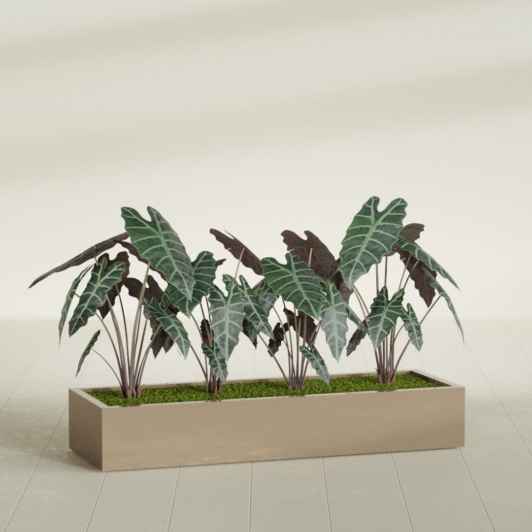 Antwerp Extra Large Long Rectangle Fiberglass Planter - 72 in x 24 in x 12 in - Metallic Gold - Metallic Gold,72 in x 24 in x 12 in