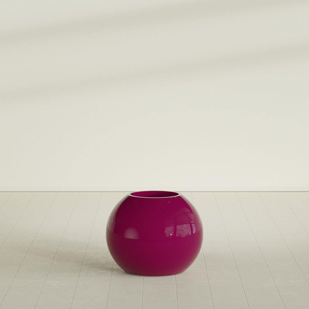 Globe Medium Sphere Fiberglass Planter - 24 in x 24 in x 19 in - Gloss Eggplant - Gloss Eggplant,24 in x 24 in x 20 in