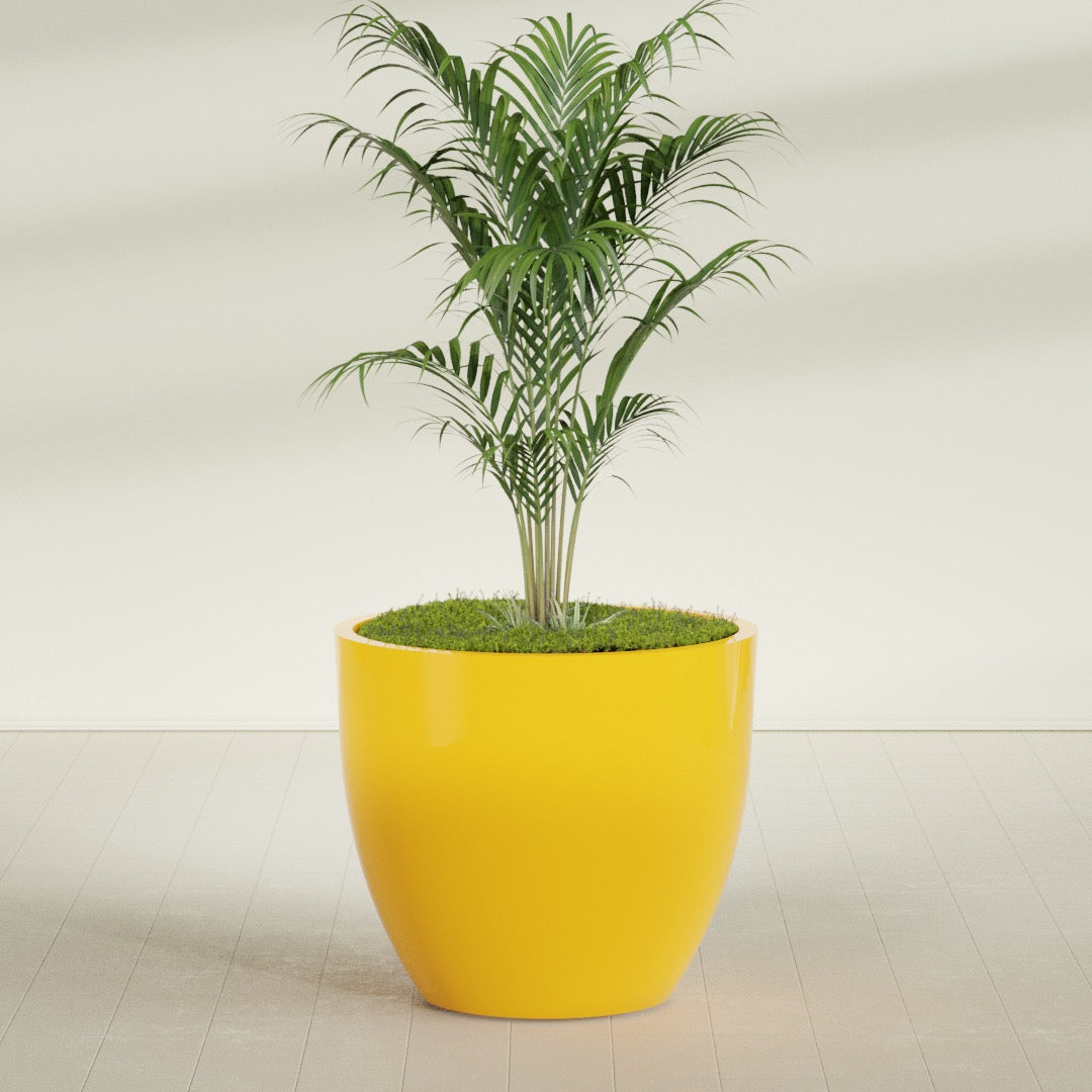 Wannsee Extra Large Round Fiberglass Planter - 50 in x 50 in x 44 in - Gloss Saffron - Gloss Saffron,50 in x 50 in x 44 in