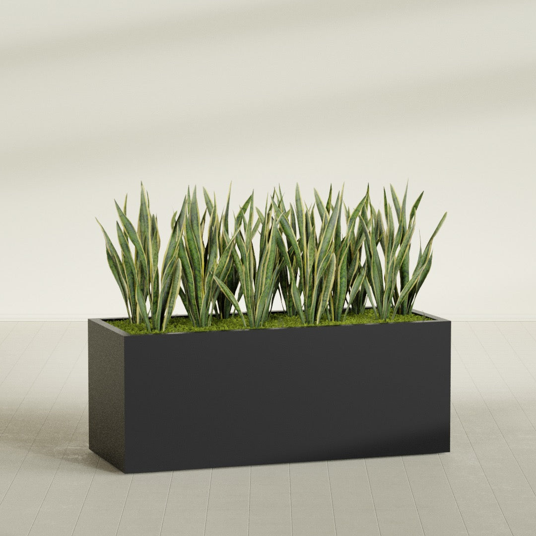 Granada Extra Large Long Rectangle Fiberglass Planter - 60 in x 24 in x 24 in - Matte Black - Matte Black,60 in x 24 in x 24 in