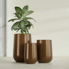 Tall Hayden Medium Round Fiberglass Planter - 12 in x 12 in x 20 in - Metallic Bronze - Metallic Bronze,12 in x 12 in x 20 in