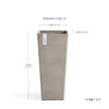 Rotterdam Medium Tall Square Planter - 12.6 in x 12.6 in x 27.5 in - Planter + Saucer - Taupe - Taupe,12.5 in x 12.5 in x 27.5 in,Planter + Saucer