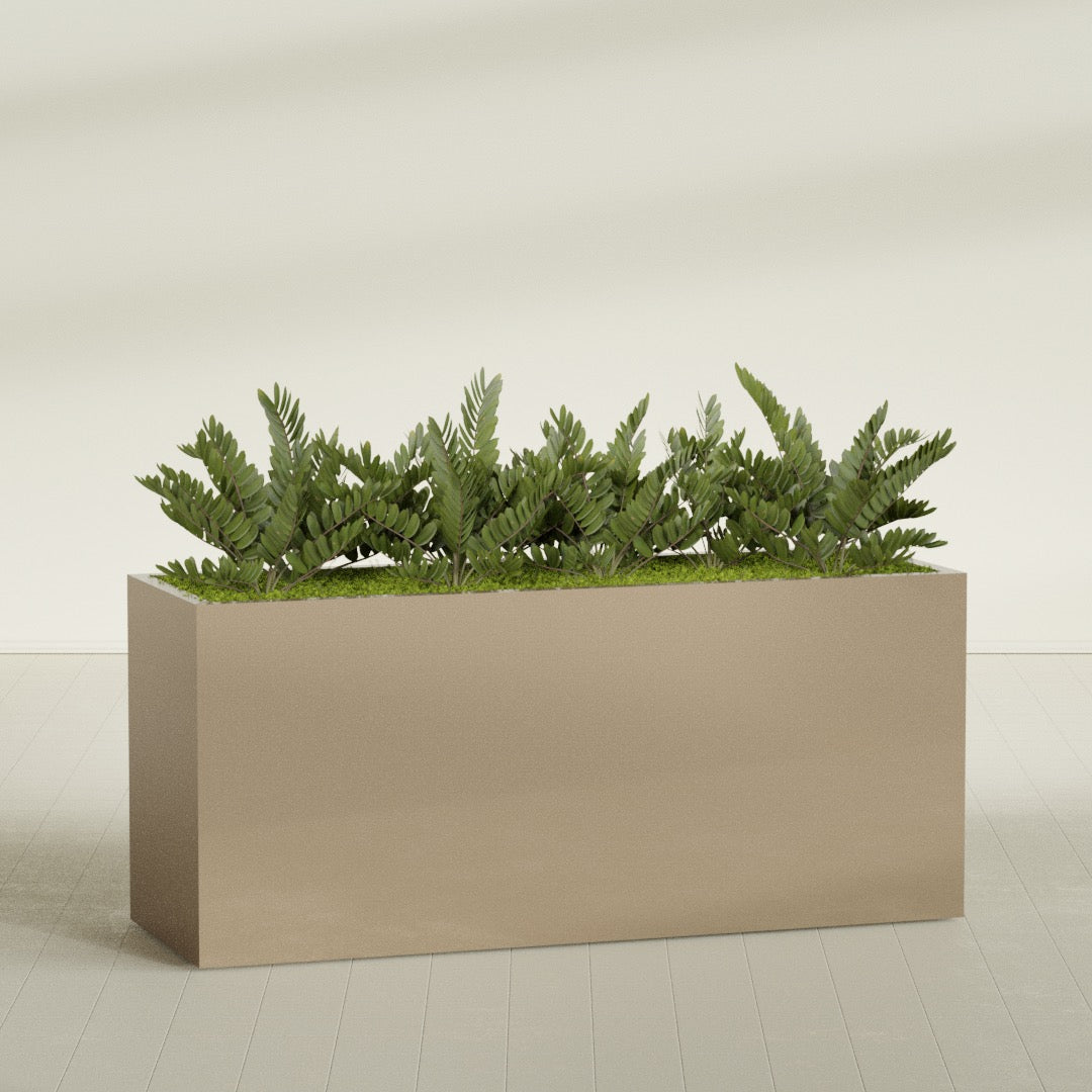 Brisbane Extra Large Long Rectangle Fiberglass Planter - 72 in x 24 in x 32 in - Metallic Gold - Metallic Gold,72 in x 24 in x 32 in