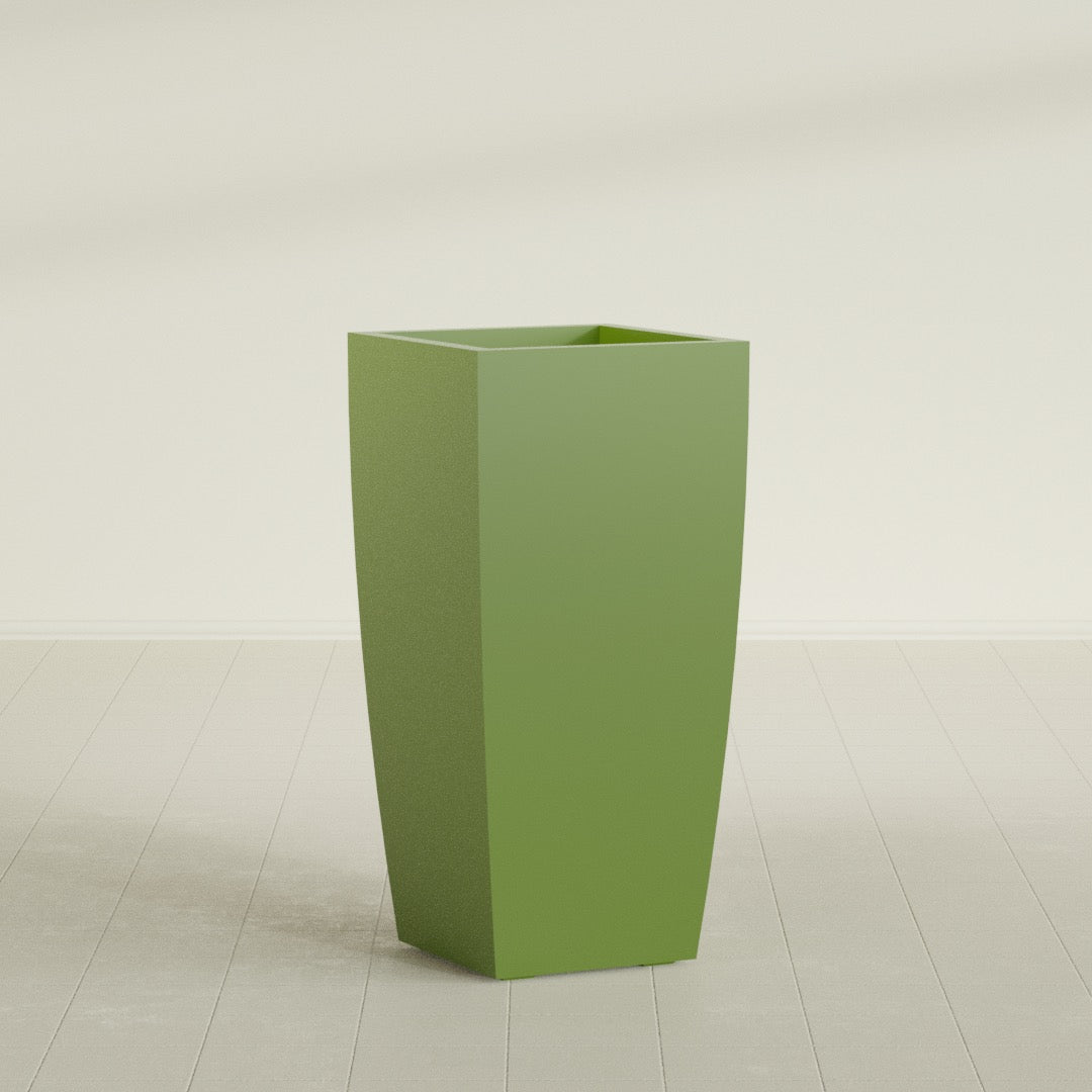 Toulan Large Tall Tapered Square Fiberglass Planter - 20 in x 20 in x 42 in - Satin Green - Satin Green,20 in x 20 in x 42 in