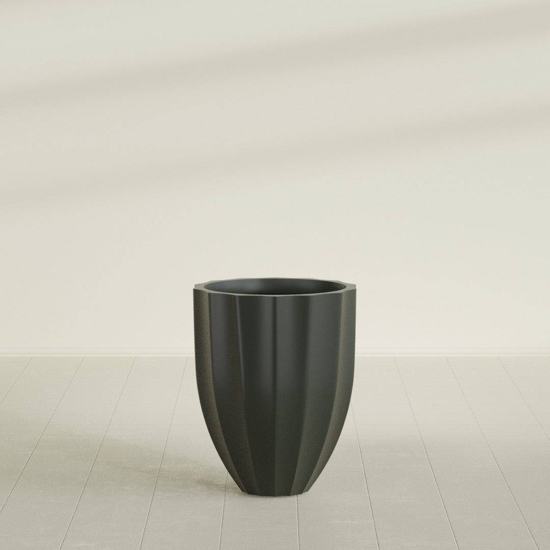 Alicante Medium Round Fiberglass Planter - 22 in x 22 in x 27 in - Matte Charcoal - Matte Charcoal,22 in x 22 in x 27 in