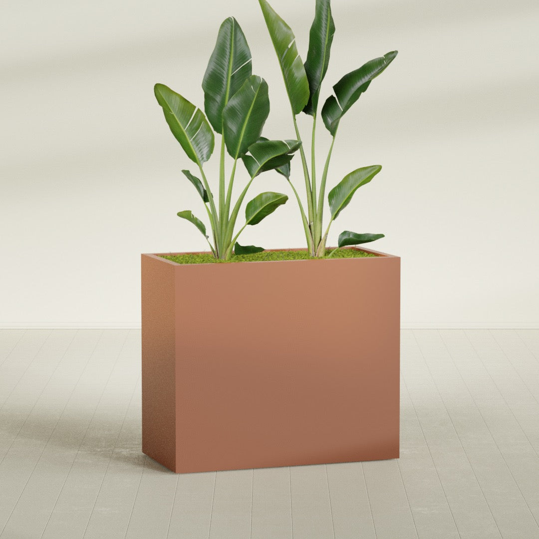 Darwin Extra Large Rectangle Fiberglass Planter - 48 in x 24 in x 42 in - Matte Terracotta - Matte Terracotta,48 in x 24 in x 42 in