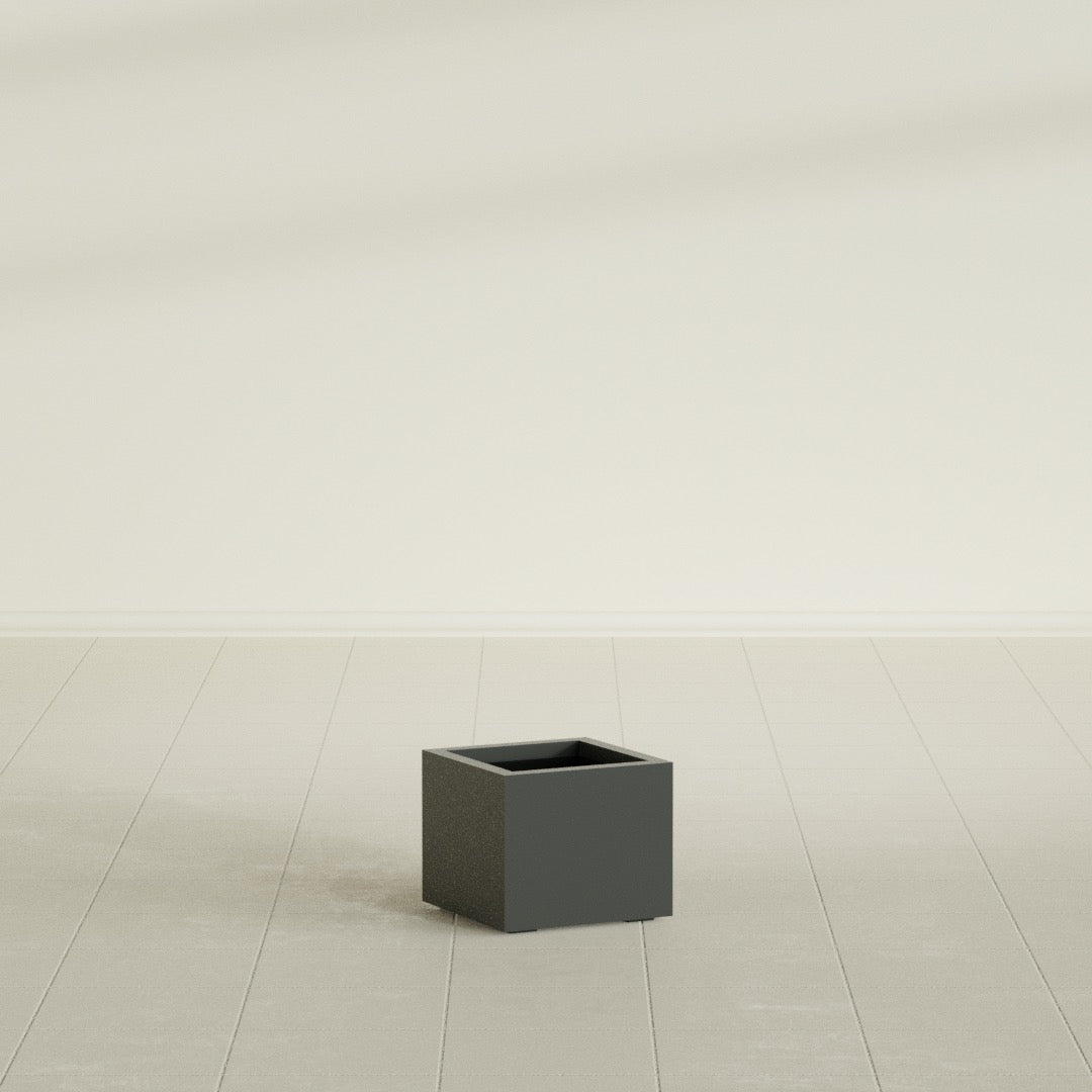 Cuba Small Fiberglass Column Planter - 14 in x 14 in x 12 in - Matte Charcoal - Matte Charcoal,14 in x 14 in x 12 in