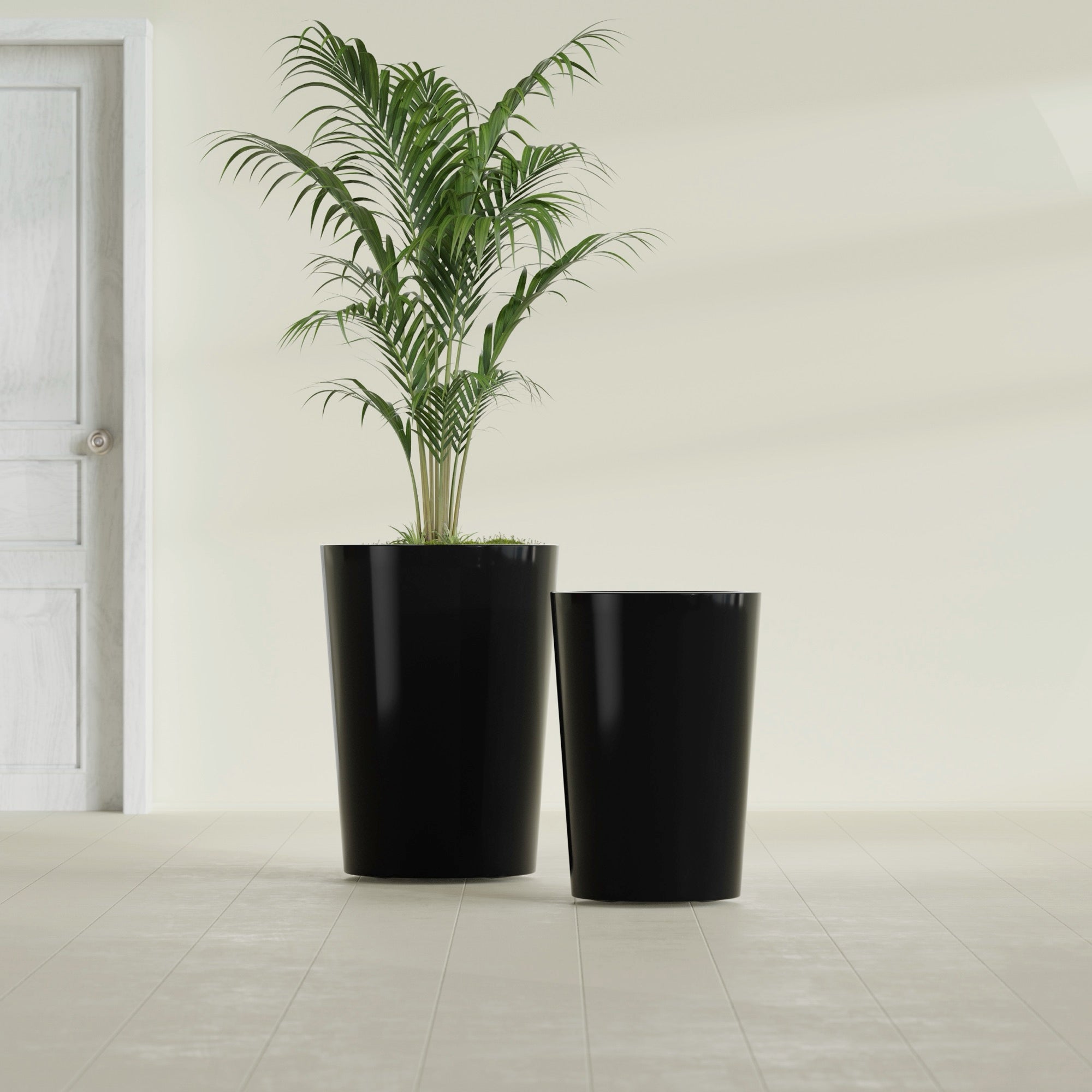 Tegel Large Round Fiberglass Planter - 22 in x 22 in x 30 in - Gloss Black - Gloss Black,22 in x 22 in x 30 in