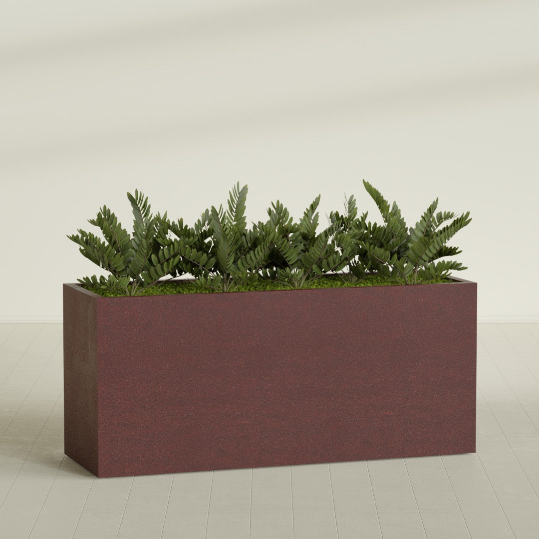 24"-Wide Rectangle - 72in x 24in x 32in - Weathered Steel - Rust - Weathered Steel - Rust,72 in x 24 in x 32 in