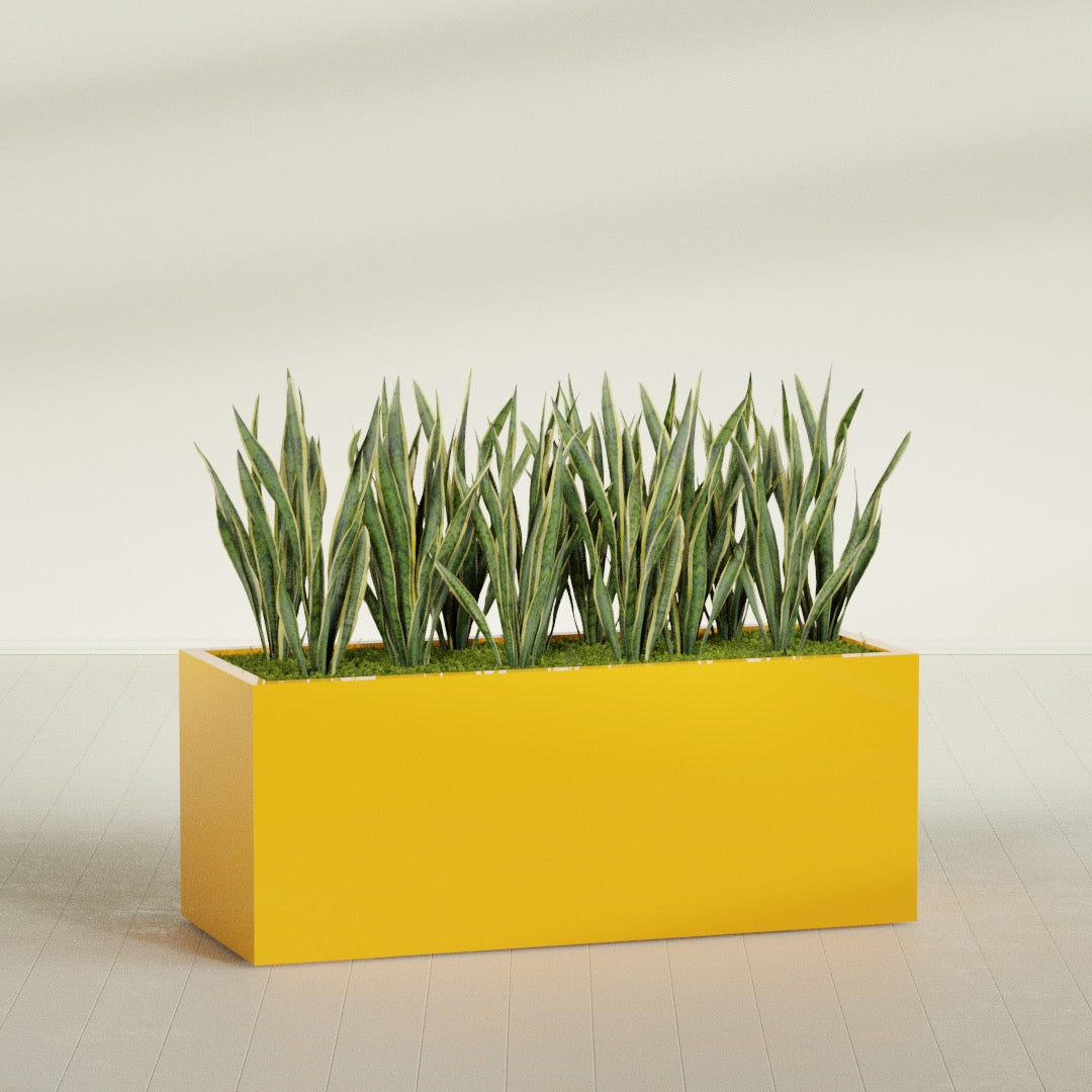 Granada Extra Large Long Rectangle Fiberglass Planter - 60 in x 24 in x 24 in - Gloss Saffron - Gloss Saffron,60 in x 24 in x 24 in