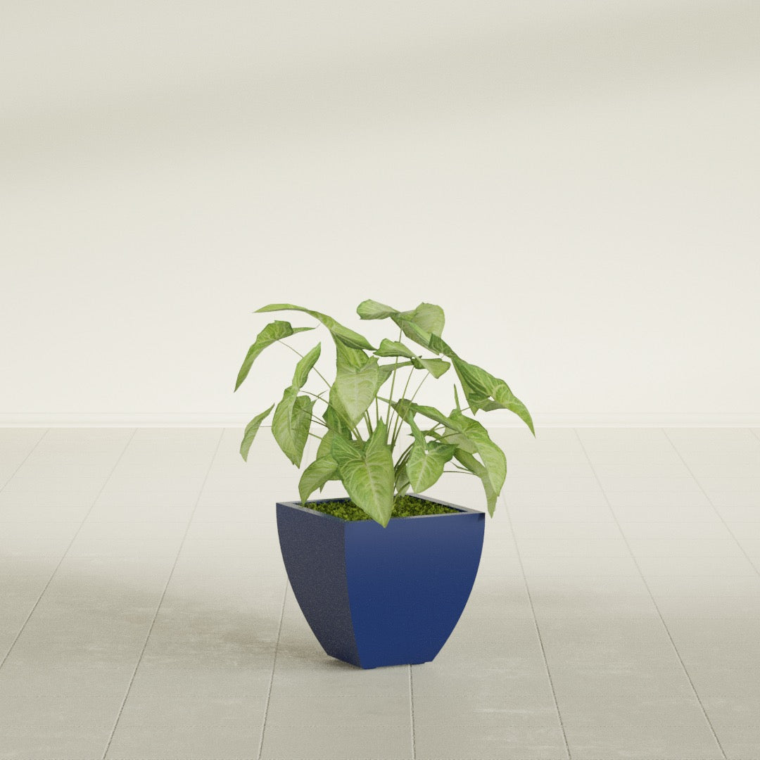 Lima Small Tapered Square Fiberglass Planter - 12 in x 12 in x 12 in - Matte Cobalt Blue - Matte Cobalt Blue,12 in x 12 in x 12 in