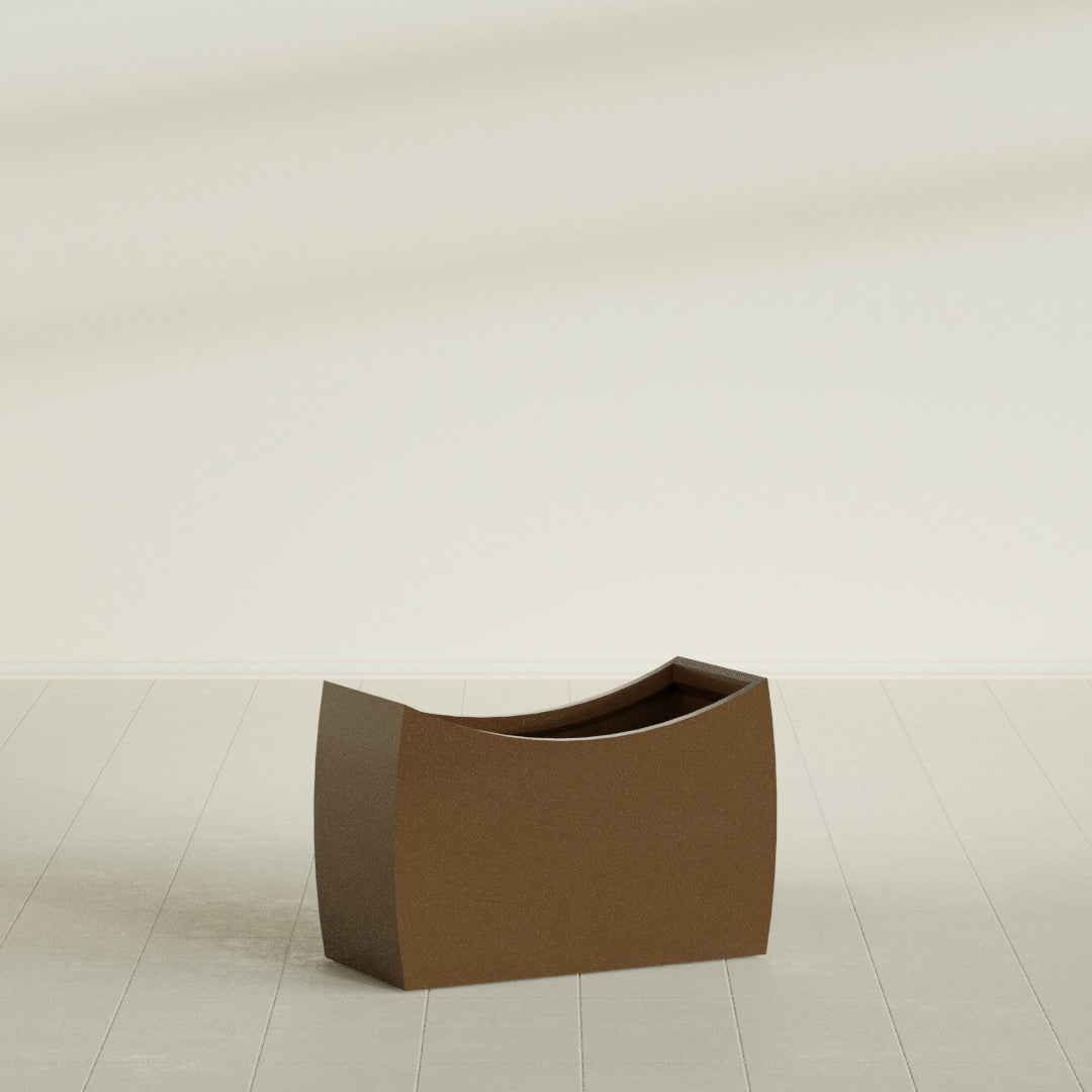 Seoul Large Curved Abstract Fiberglass Planter - 36 in x 16 in x 24 in - Metallic Bronze - Metallic Bronze,36 in x 16 in x 24 in