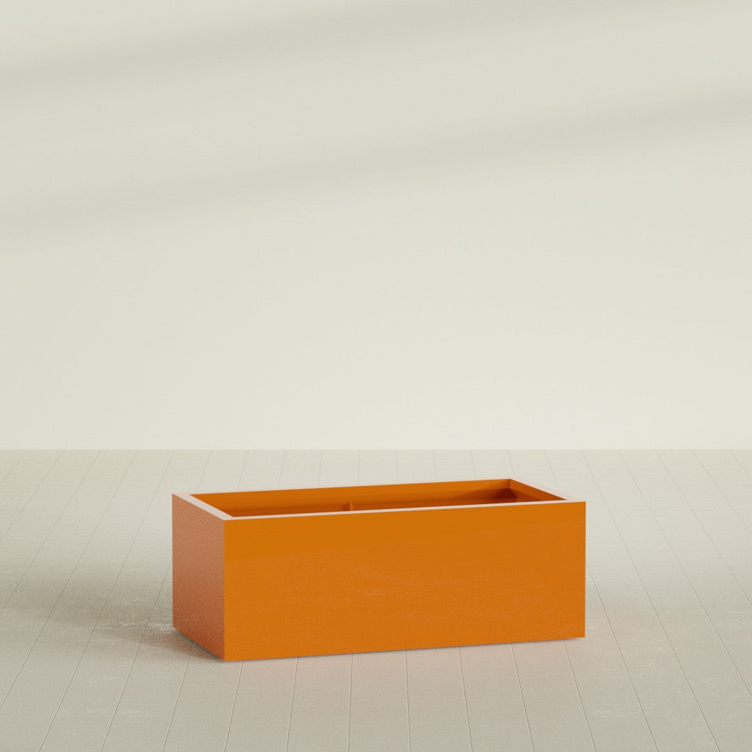 Torino Extra Large Wide Rectangle Fiberglass Planter - 48 in x 24 in x 18 in - Gloss Tangerine - Gloss Tangerine,48 in x 24 in x 18 in