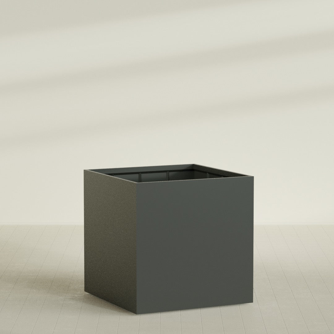 Montroy Extra Large Cube Square Fiberglass Planter - 60 in x 60 in x 60 in - Matte Charcoal - Matte Charcoal,60 in x 60 in x 60 in