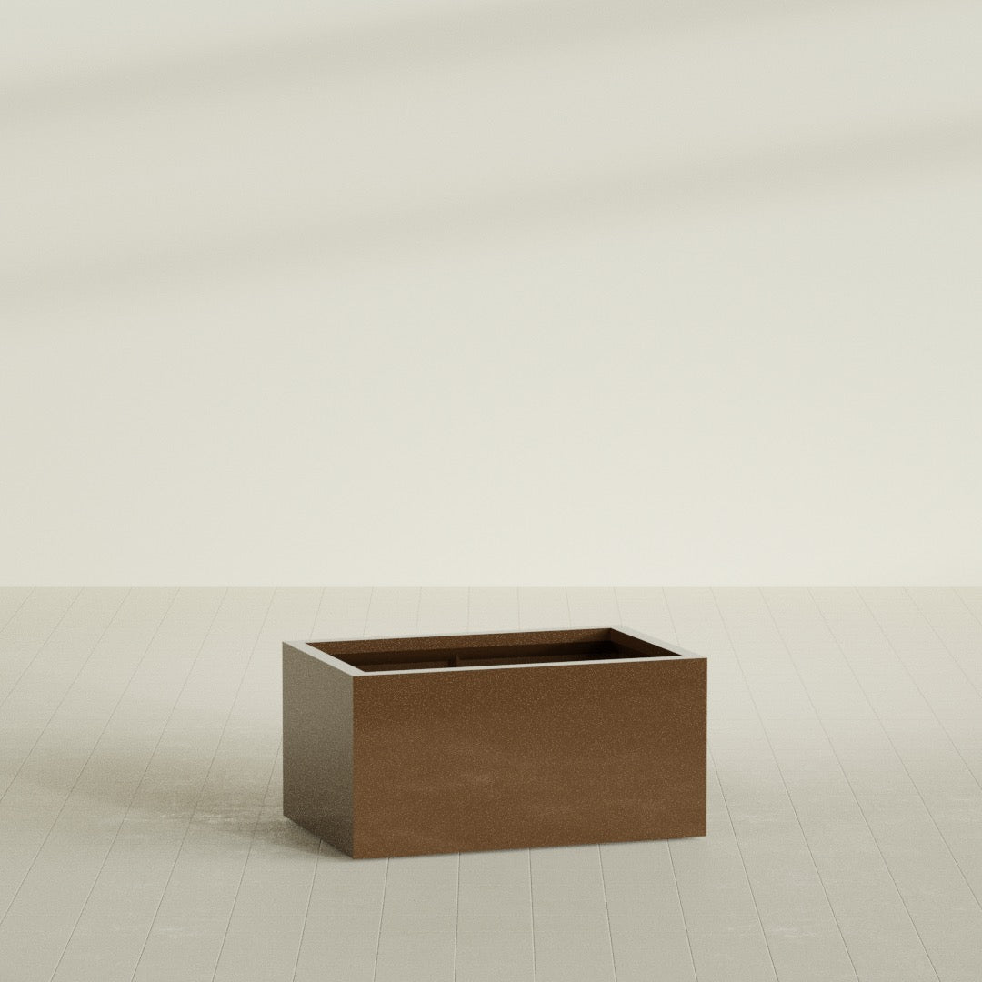 Torino Large Wide Rectangle Fiberglass Planter - 36 in x 24 in x 18 in - Metallic Bronze - Metallic Bronze,36 in x 24 in x 18 in