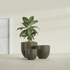 Alzira Medium Round Fiberglass Planter - 23 in x 23 in x 22 in - Matte Bronze - Matte Bronze,23 in x 23 in x 22 in