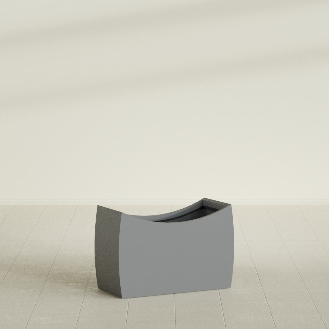 Seoul Large Curved Abstract Fiberglass Planter - 36 in x 16 in x 24 in - Metallic Gunmetal - Metallic Gunmetal,36 in x 16 in x 24 in