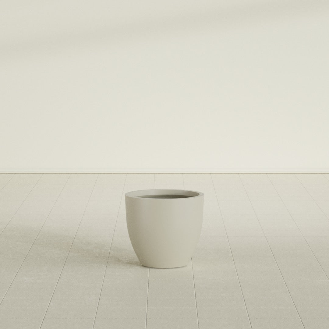 Wannsee Medium Round Fiberglass Planter - 22 in x 22 in x 19 in - Satin Beige - Satin Beige,22 in x 22 in x 19 in