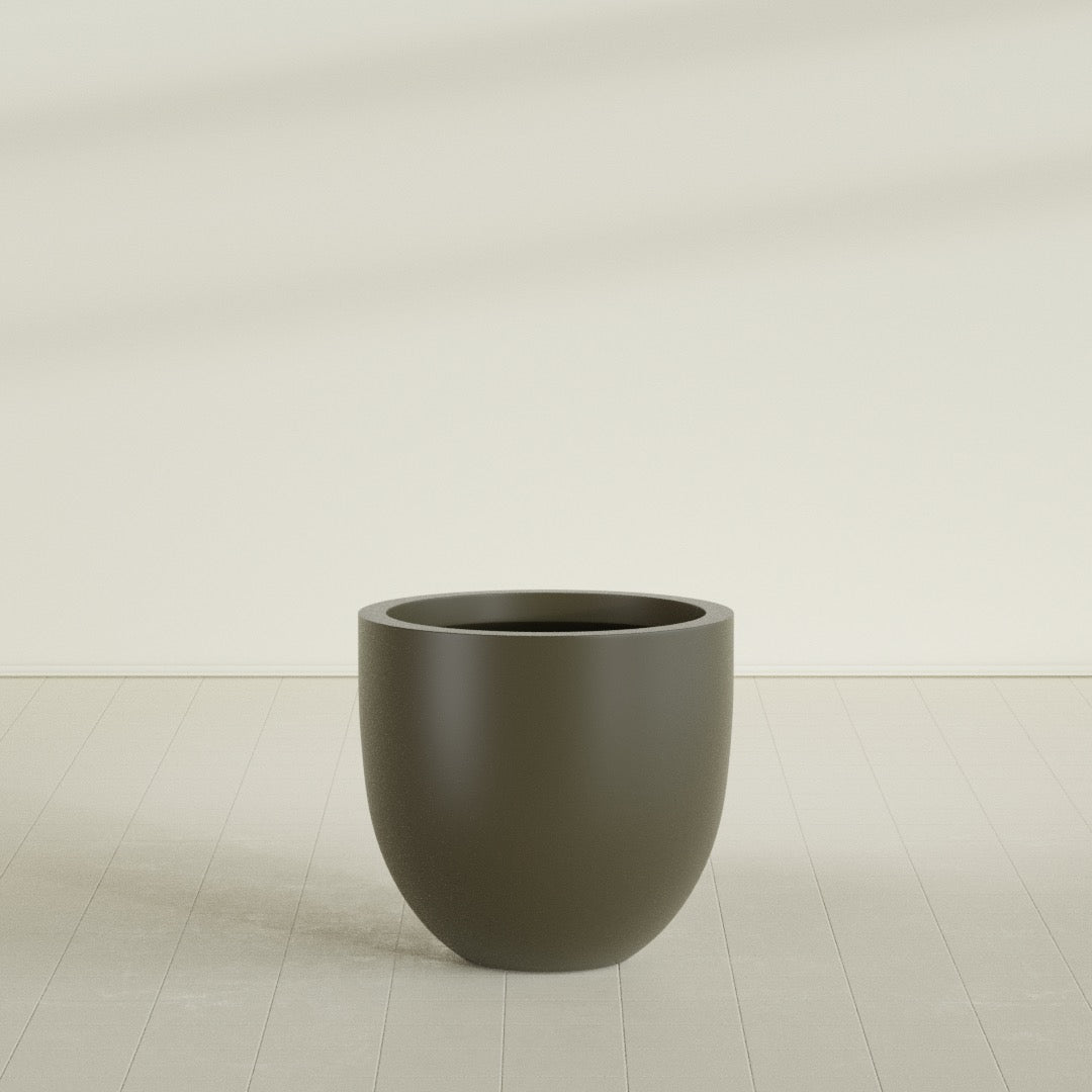 Alzira Large Round Fiberglass Planter - 30 in x 30 in x 28 in - Matte Bronze - Matte Bronze,30 in x 30 in x 28 in
