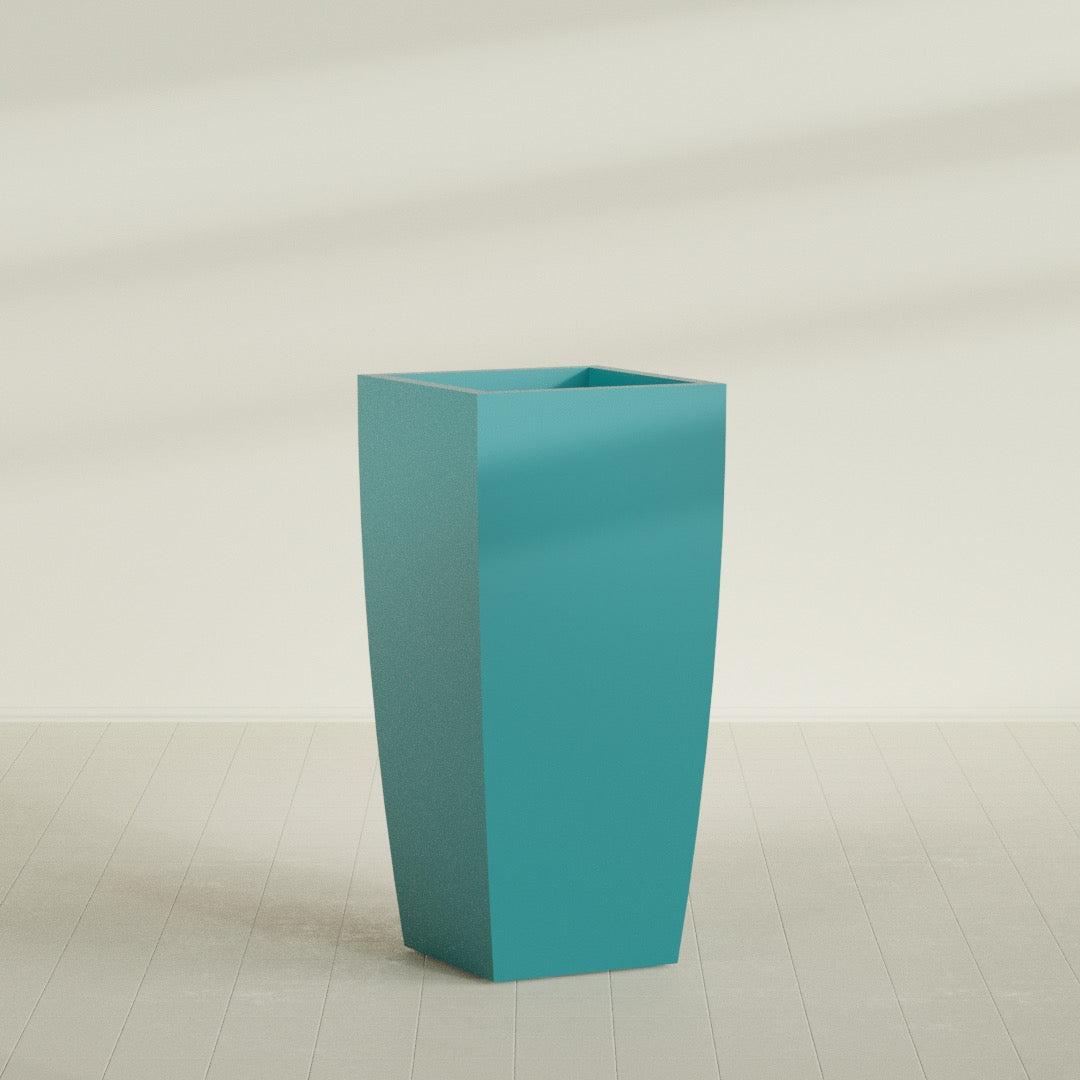 Toulan Extra Large Tall Tapered Square Fiberglass Planter - 28 in x 28 in x 60 in - Satin Sea Foam - Satin Sea Foam,28 in x 28 in x 60 in