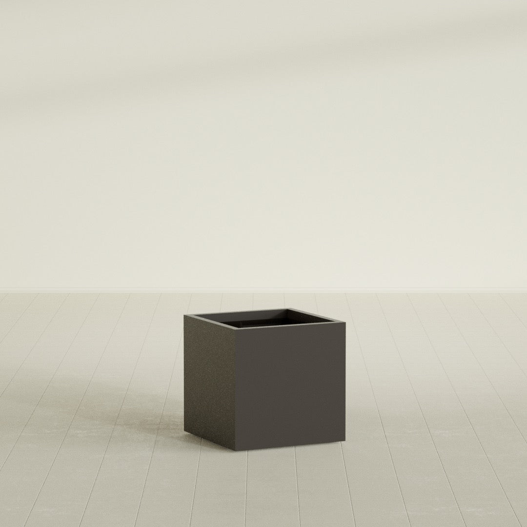 Montroy Medium Cube Square Fiberglass Planter - 24 in x 24 in x 24 in - Matte Brown - Matte Brown,24 in x 24 in x 24 in