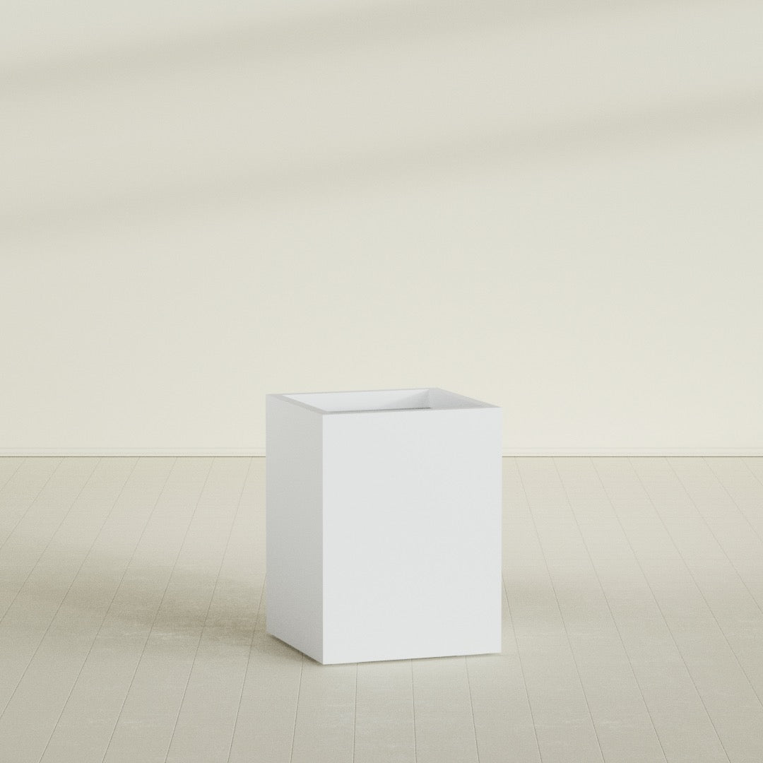 Brisbane Large Rectangle Fiberglass Planter - 24 in x 24 in x 32 in - Gloss White - Gloss White,24 in x 24 in x 32 in