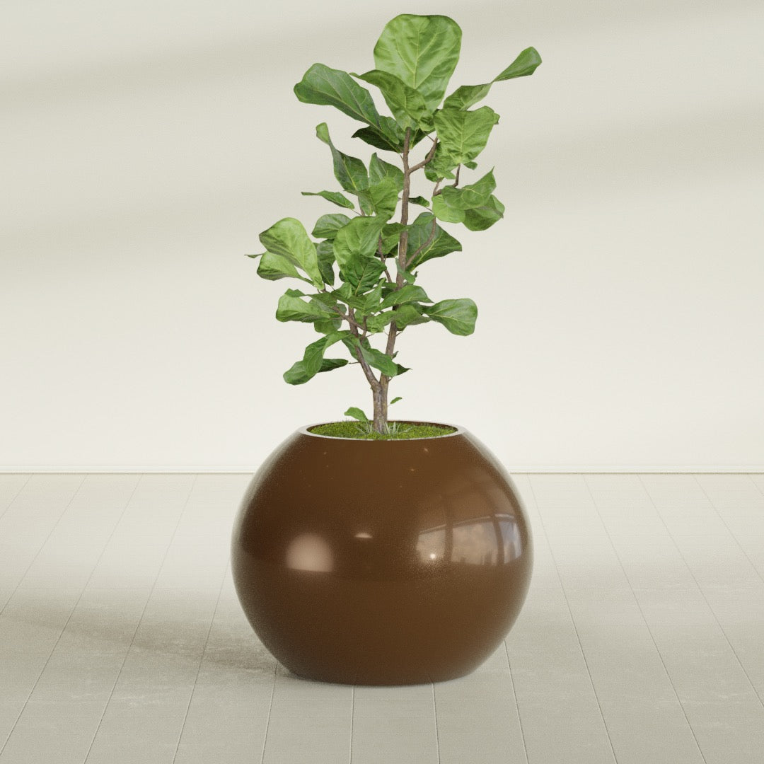 Globe Large Sphere Fiberglass Planter - 30 in x 30 in x 24 in - Metallic Bronze - Metallic Bronze,30 in x 30 in x 24 in