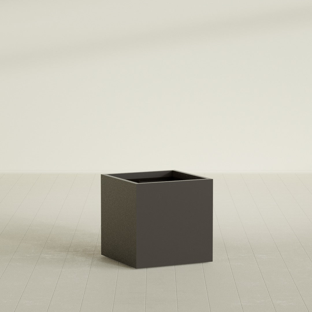 Montroy Medium Cube Square Fiberglass Planter - 28 in x 28 in x 28 in - Matte Brown - Matte Brown,28 in x 28 in x 28 in