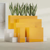 Delray Large Tall Rectangle Fiberglass Planter - 12 in x 12 in x 32 in - Gloss Saffron - Gloss Saffron,12 in x 12 in x 32 in