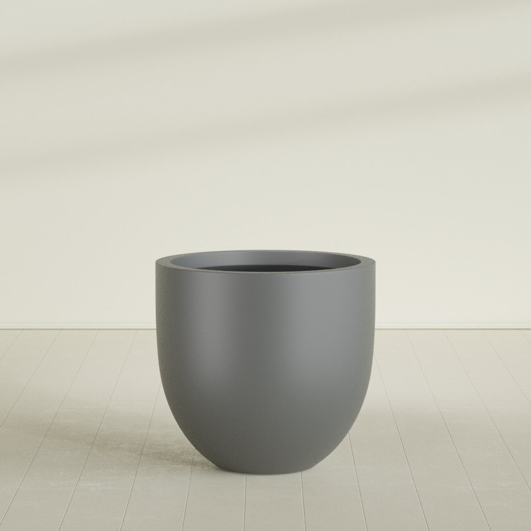 Alzira Large Round Fiberglass Planter - 36 in x 36 in x 34 in - Metallic Gunmetal - Metallic Gunmetal,36 in x 36 in x 34 in