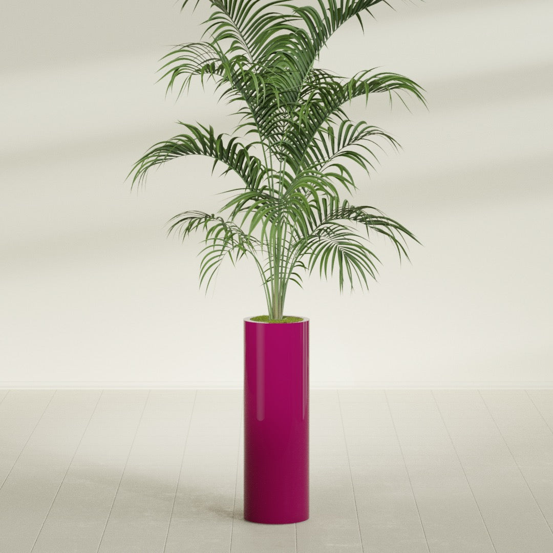 Corry Large Tall Cylinder Fiberglass Planter - 10 in x 10 in x 30 in - Gloss Eggplant - Gloss Eggplant,10 in x 10 in x 30 in