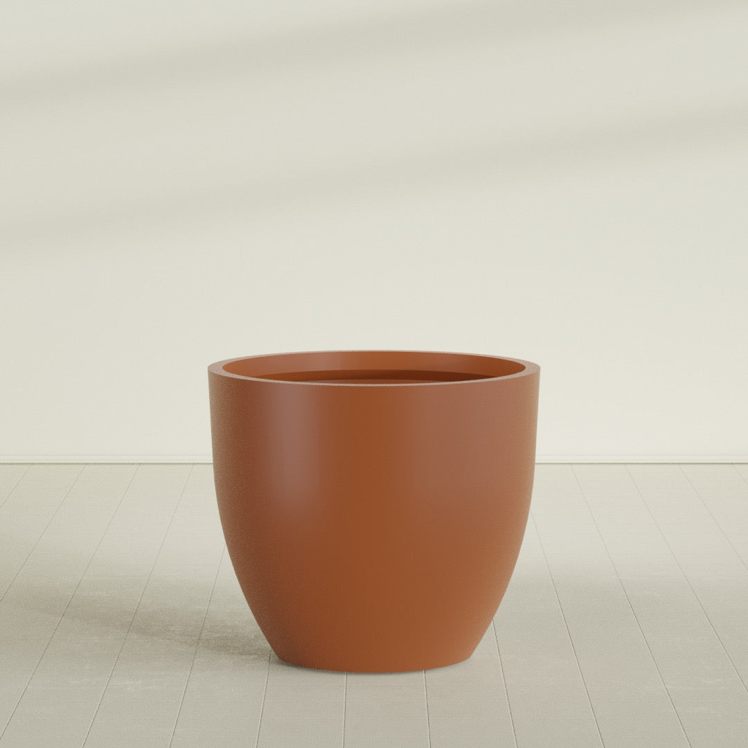 Wannsee Extra Large Round Fiberglass Planter - 50 in x 50 in x 44 in - Matte Terracotta - Matte Terracotta,50 in x 50 in x 44 in