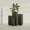 Saint Tropez Large Tall Round Fiberglass Planter - 16 in x 16 in x 38 in - Matte Brown - Matte Brown,16 in x 16 in x 38 in