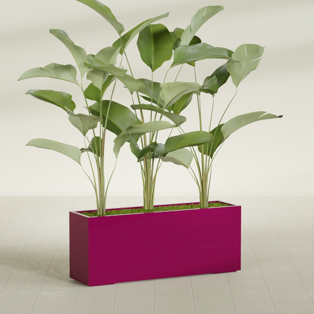 Tolga Extra Large Long Rectangle Fiberglass Planter - 60 in x 16 in x 24 in - Gloss Eggplant - Gloss Eggplant,60 in x 16 in x 24 in
