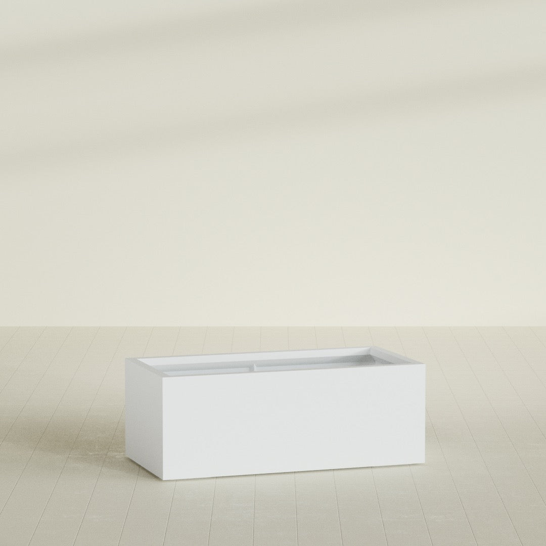 Torino Extra Large Wide Rectangle Fiberglass Planter - 48 in x 24 in x 18 in - Gloss White - Gloss White,48 in x 24 in x 18 in
