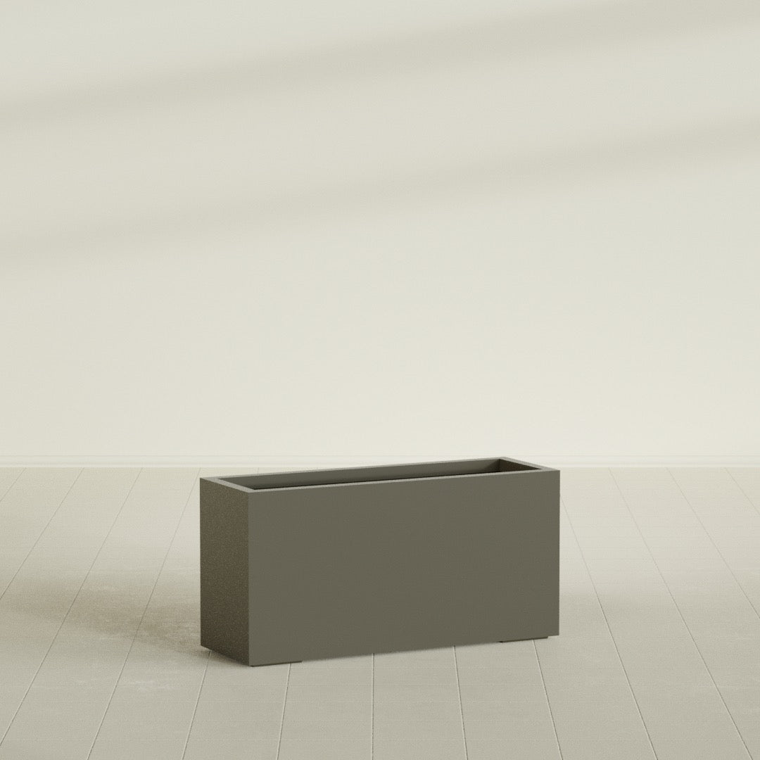 Miami Large Narrow Rectangle Fiberglass Planter - 36 in x 12 in x 18 in - Matte Bronze - Matte Bronze,36 in x 12 in x 18 in