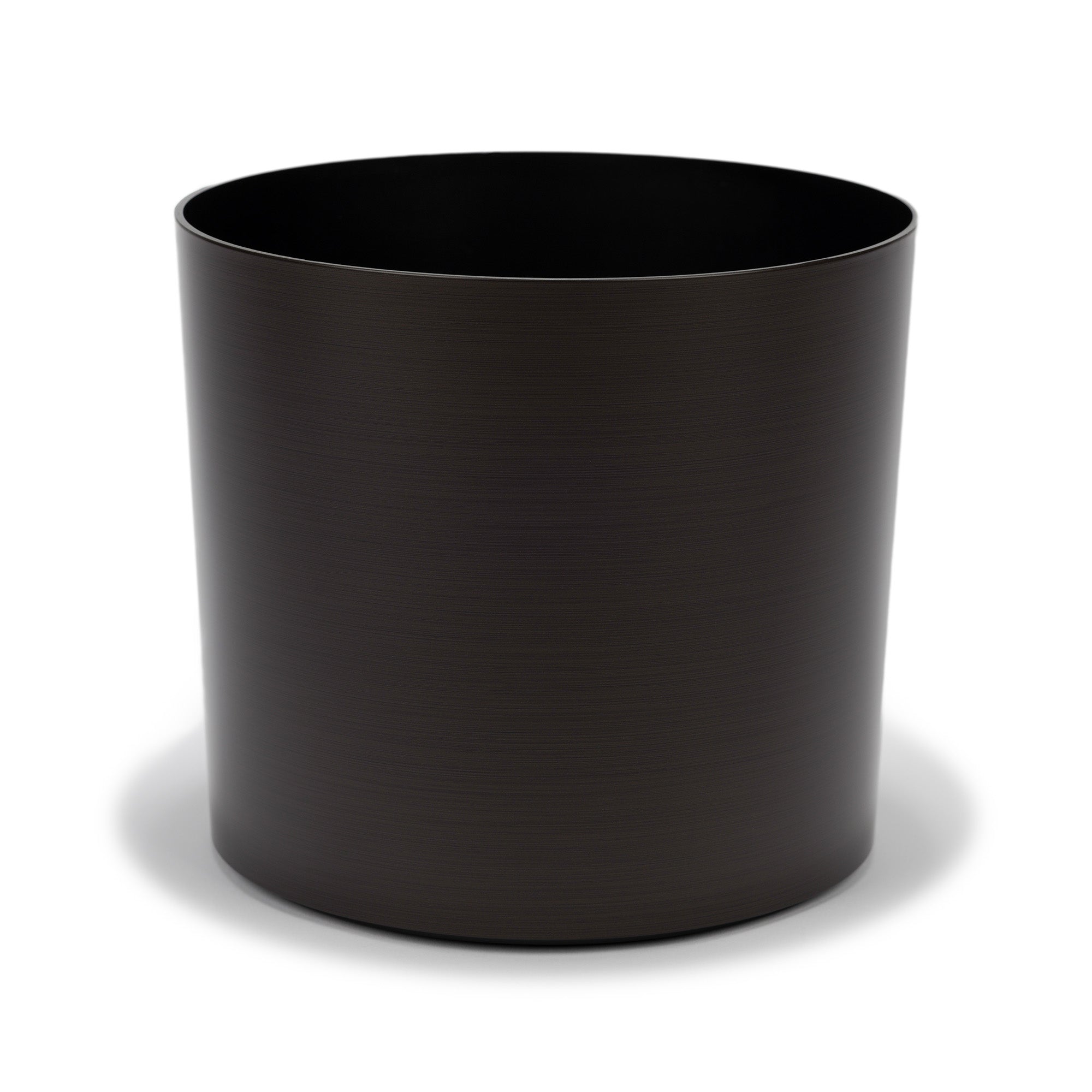 Small Round Metallic Plastic Planter - 7 in x 7 in x 6 in - Brushed Espresso - Brushed Espresso,7 in x 7 in x 6 in