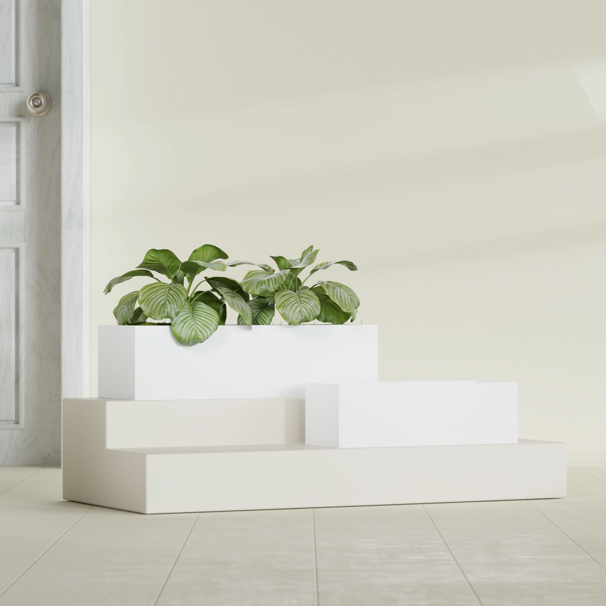 Reade Small Tabletop Rectangle Fiberglass Planter - 14 in x 5 in x 4.3 in - Matte White - Matte White,14 in x 5 in x 4.3 in