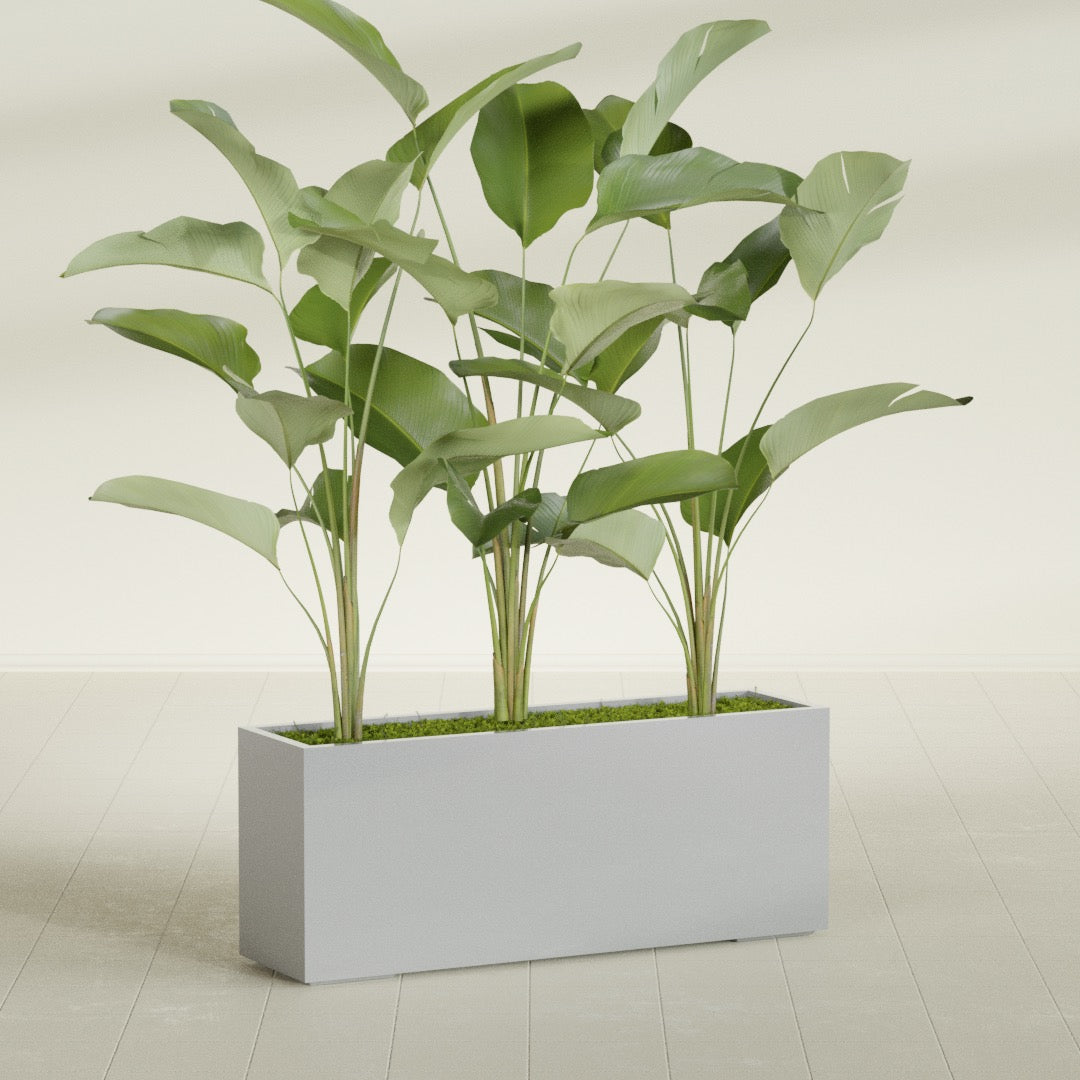 Tolga Extra Large Long Rectangle Fiberglass Planter - 60 in x 16 in x 24 in - Metallic Silver - Metallic Silver,60 in x 16 in x 24 in