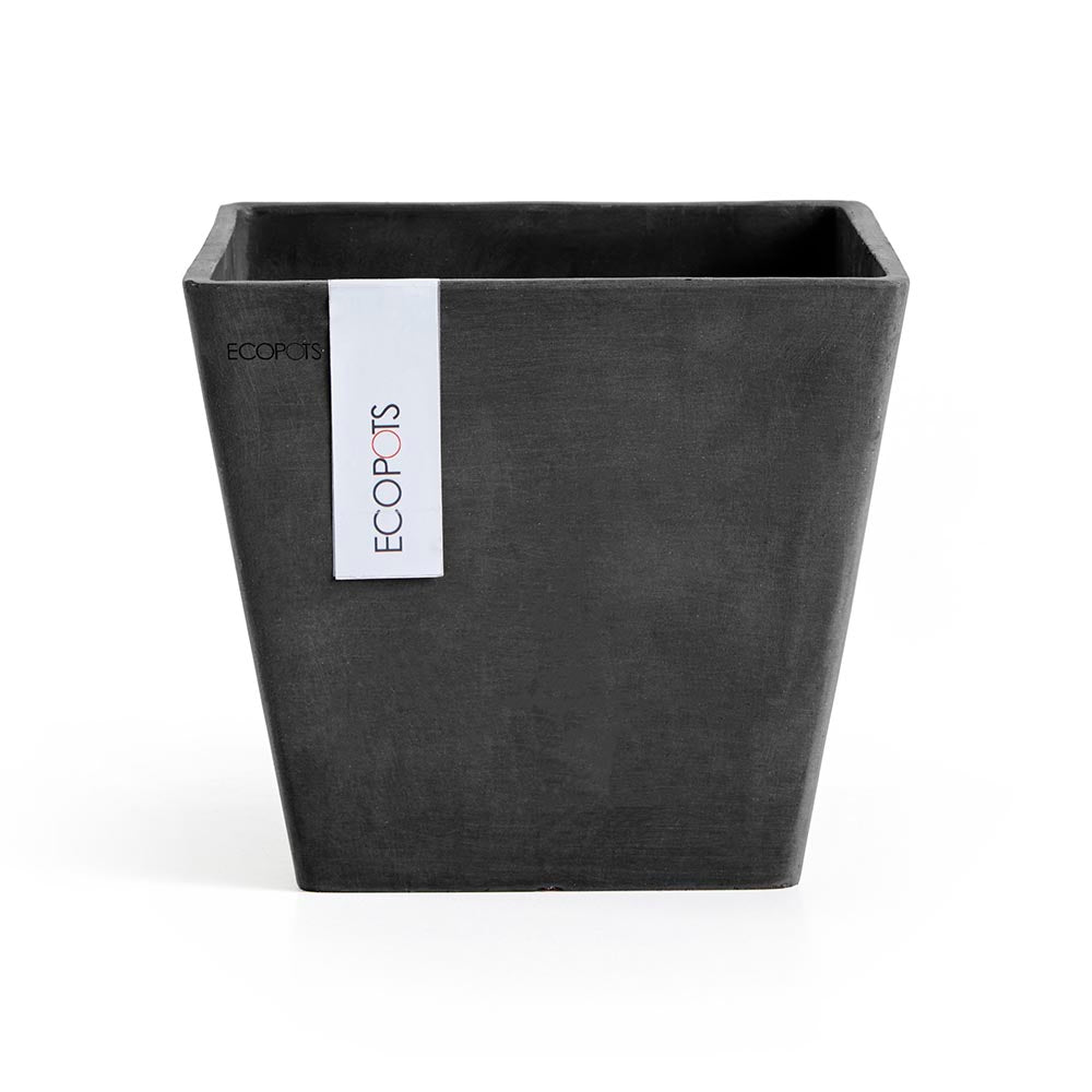 Rotterdam Small Square Planter - 8 in x 8 in x 7 in - Planter + Watering System - Dark Grey - Dark Grey,8 in x 8 in x 7 in,Planter + Watering System