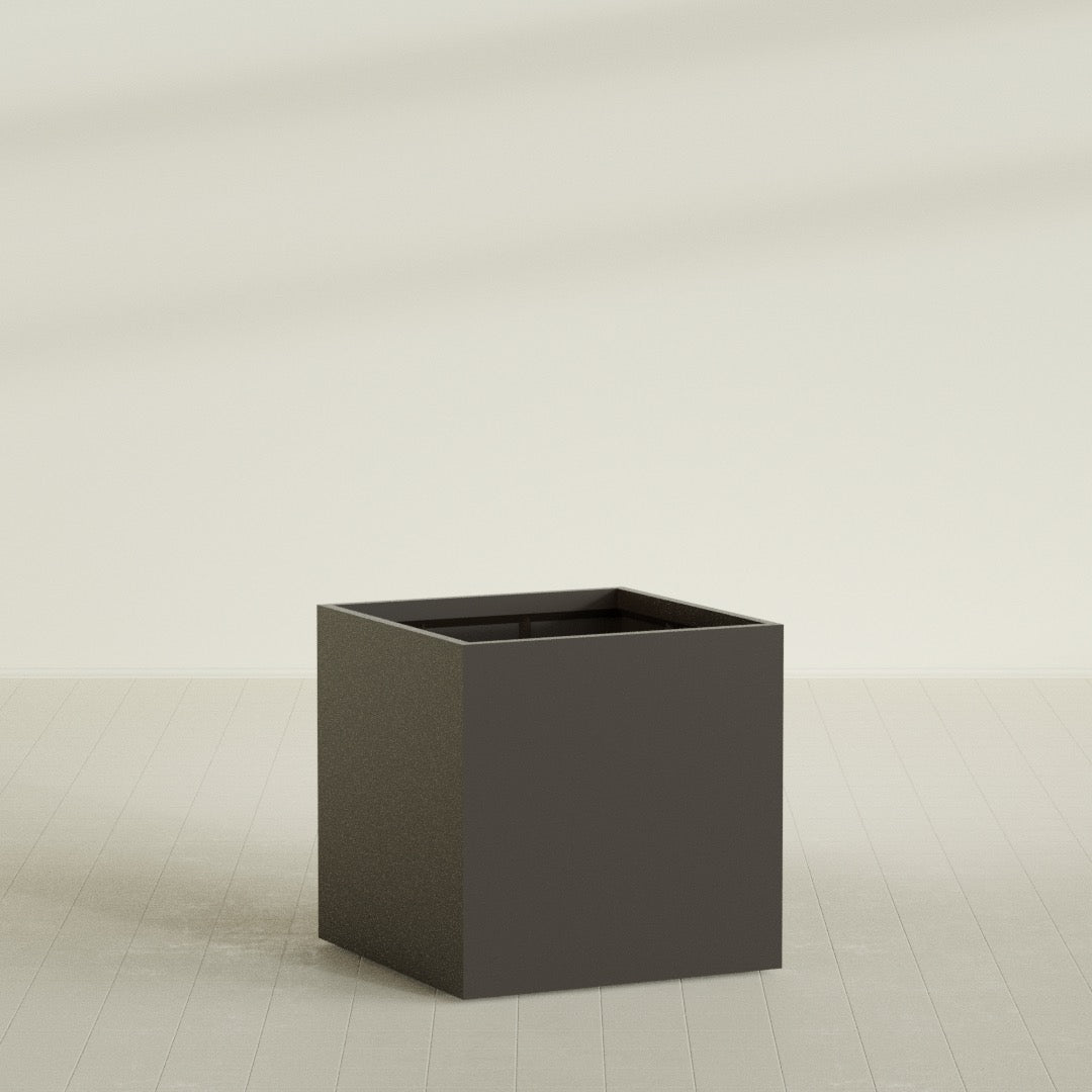Montroy Large Cube Square Fiberglass Planter - 40 in x 40 in x 40 in - Matte Brown - Matte Brown,40 in x 40 in x 40 in