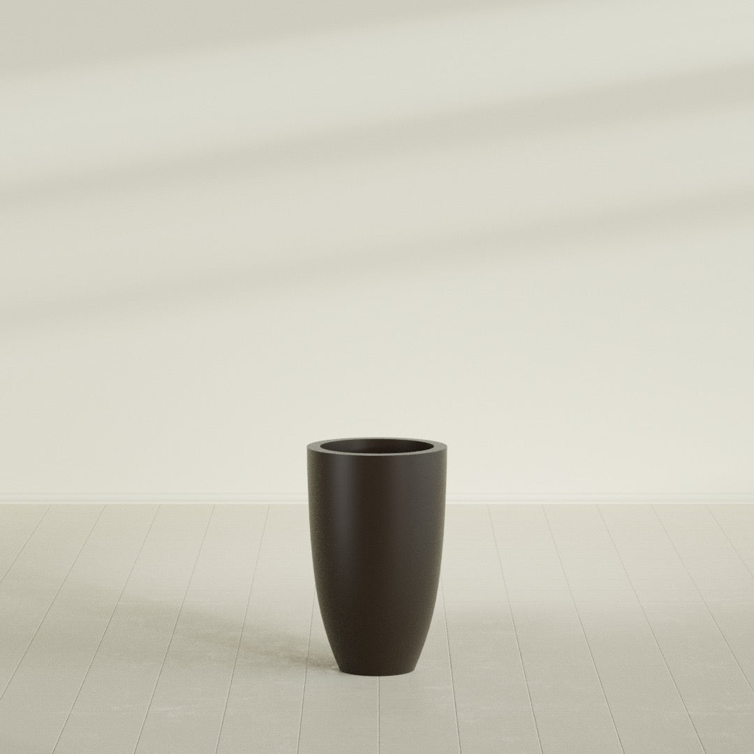 Brannan Medium Round Fiberglass Planter - 18 in x 18 in x 29 in - Matte Brown - Matte Brown,18 in x 18 in x 29 in