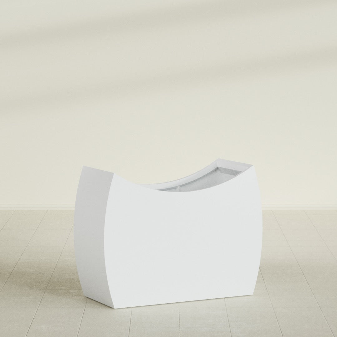 Seoul Extra Large Curved Abstract Fiberglass Planter - 48 in x 20 in x 36 in - Gloss White - Gloss White,48 in x 20 in x 36 in